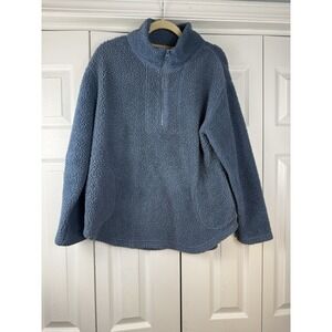 Koolaburra‎ By UGG Womens Size Medium Blue Sherpa Fleece Quarter Zip Pullover